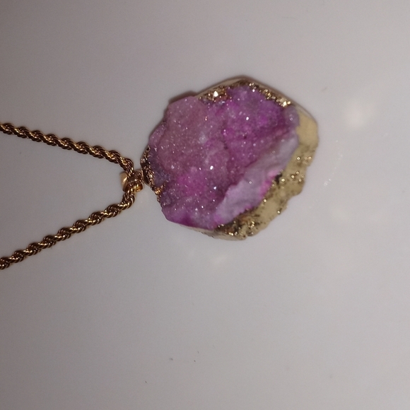 Necklace pink stone earring Set - Picture 4 of 7